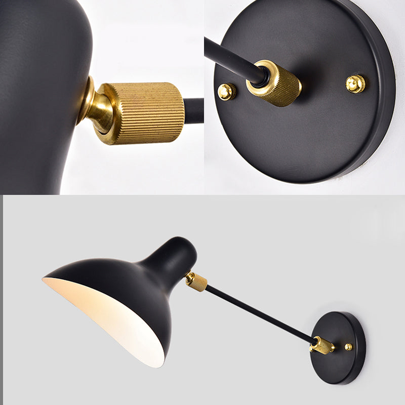 Modernist Style Duckbill Sconce Lighting Metallic 1 Light Living Room Wall Mounted Lamp in Black/Grey Clearhalo 'Cast Iron' 'Glass' 'Industrial' 'Modern wall lights' 'Modern' 'Tiffany' 'Traditional wall lights' 'Wall Lamps & Sconces' 'Wall Lights' Lighting' 336080