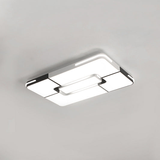 White Squared/Rectangular Ceiling Light Fixture Contemporary 19.5"/35.5" Wide LED Acrylic Flush Mount Lamp for Bedroom, Warm/White Light White White Clearhalo 'Ceiling Lights' 'Close To Ceiling Lights' 'Close to ceiling' 'Flush mount' Lighting' 336371