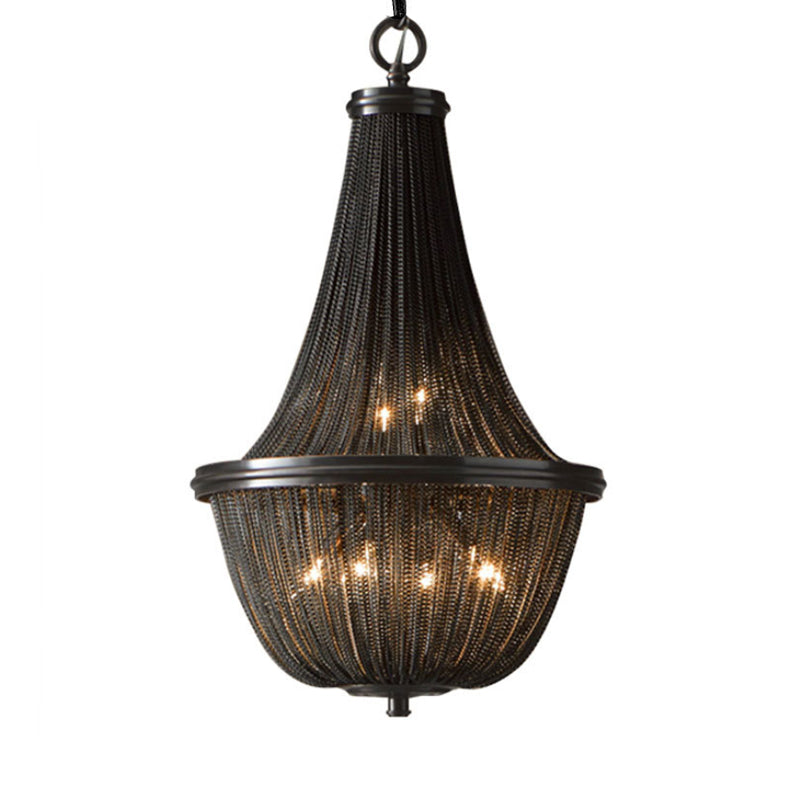 Basket Metal Chandelier Light Traditional 6/8 Lights Dining Room Suspension Pendant in Black, 13"/17"/21" Wide Clearhalo 'Ceiling Lights' 'Chandeliers' Lighting' options 337324