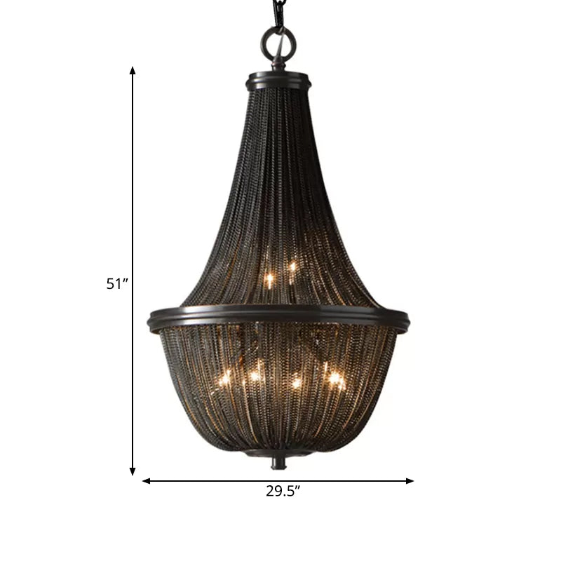 Basket Metal Chandelier Light Traditional 6/8 Lights Dining Room Suspension Pendant in Black, 13"/17"/21" Wide Clearhalo 'Ceiling Lights' 'Chandeliers' Lighting' options 337326