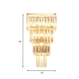 4/7 Heads Wall Light Sconce Traditional Living Room Wall Lighting Fixture with Layered Crystal Block Shade in Gold Clearhalo 'Wall Lamps & Sconces' 'Wall Lights' Lighting' 337334