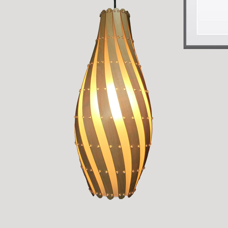 Jar Pendant Lamp Tradition Wood 1 Bulb 8"/12" Wide Beige Ceiling Hanging Light for Restaurant Wood Clearhalo 'Ceiling Lights' 'Modern Pendants' 'Modern' 'Pendant Lights' 'Pendants' Lighting' 337355