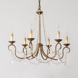 Candelabra Bedroom Chandelier Pendant Light Rustic Crystal 6/9 Lights Brass Down Lighting Clearhalo 'Ceiling Lights' 'Chandeliers' Lighting' options 337385