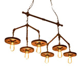 6 Lights Metal Island Light Fixture Industrial-Style Rust Bare Bulb Restaurant Chandelier Lighting Clearhalo 'Ceiling Lights' 'Island Lights' Lighting' 337473