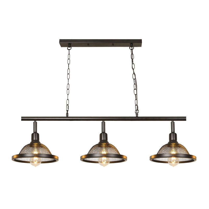 3/4 Lights Island Light Farmhouse Domed Metal Pendant Chandelier in Black for Dining Room Clearhalo 'Ceiling Lights' 'Island Lights' Lighting' 337512