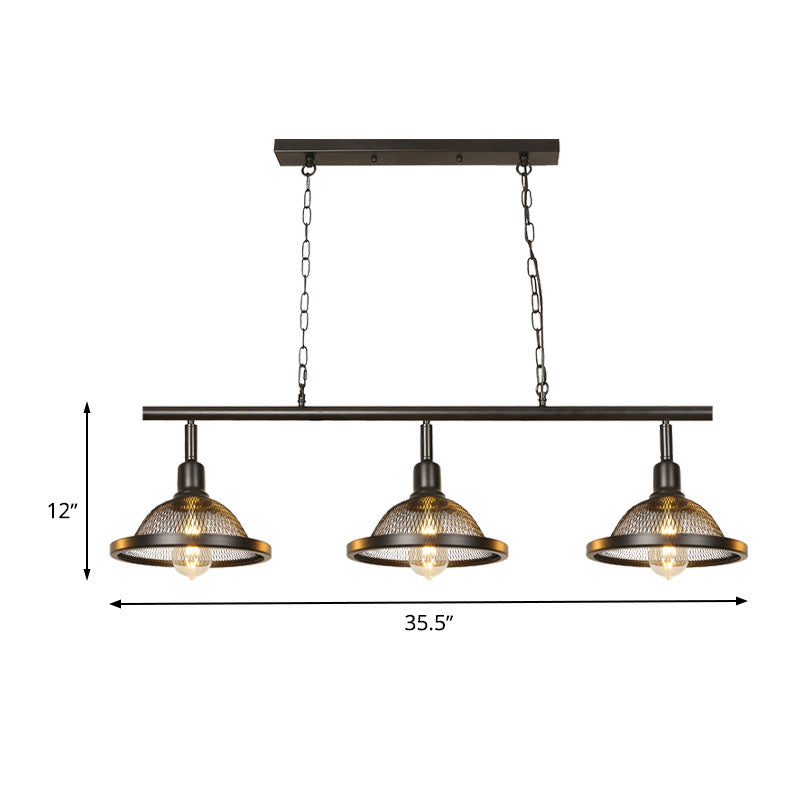 3/4 Lights Island Light Farmhouse Domed Metal Pendant Chandelier in Black for Dining Room Clearhalo 'Ceiling Lights' 'Island Lights' Lighting' 337513