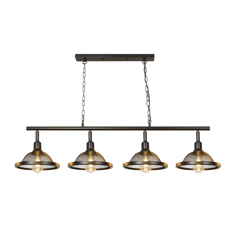 3/4 Lights Island Light Farmhouse Domed Metal Pendant Chandelier in Black for Dining Room Clearhalo 'Ceiling Lights' 'Island Lights' Lighting' 337515