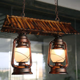 Metal Dark Brown Island Light Kerosene 2 Lights Vintage Style Pendant Chandelier for Kitchen Clearhalo 'Ceiling Lights' 'Island Lights' Lighting' 337597