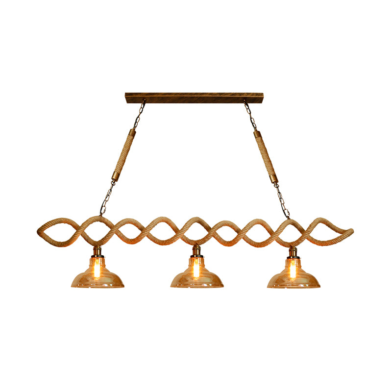 Beige Barn Island Lighting Idea Retro Amber Glass 2/3 Lights Bar Hanging Ceiling Light Clearhalo 'Ceiling Lights' 'Close To Ceiling Lights' 'Glass shade' 'Glass' 'Island Lights' Lighting' 337732