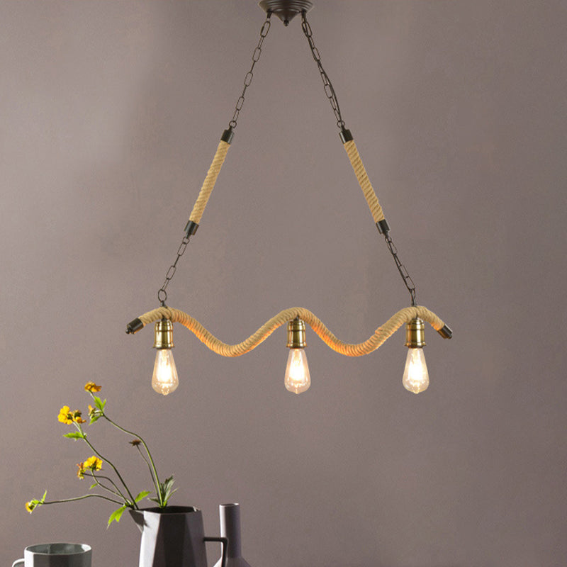 Metal Exposed Bulb Island Light Fixture Industrial 3 Lights Bedroom Pendant Chandelier in Beige Clearhalo 'Ceiling Lights' 'Island Lights' Lighting' 337738