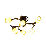 Lodge Flower Semi Flush Mount Lighting 6 Lights White/Yellow/Purple Glass Ceiling Lamp for Bedroom Clearhalo 'Ceiling Lights' 'Close To Ceiling Lights' 'Close to ceiling' 'Glass shade' 'Glass' 'Semi-flushmount' Lighting' 337831