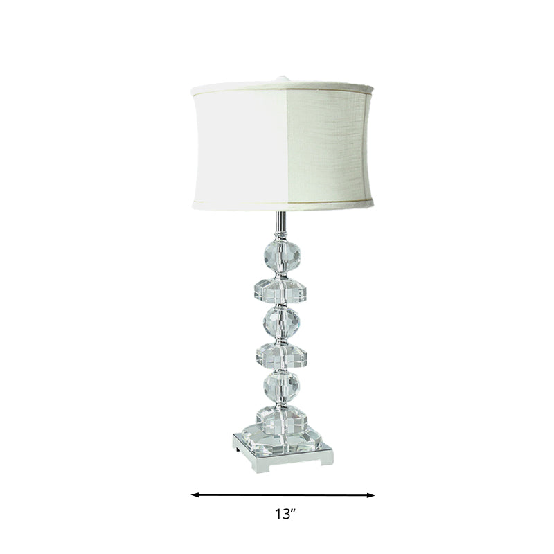 Crystal White Night Table Light Drum Single Head Traditional Style Nightstand Lamp for Living Room Clearhalo 'Lamps' 'Table Lamps' Lighting' 338118