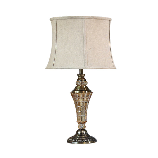 1 Light Bedroom Night Light Rural Stylish Beige Table Lamp with Tapered Fabric Shade Clearhalo 'Lamps' 'Table Lamps' Lighting' 338136