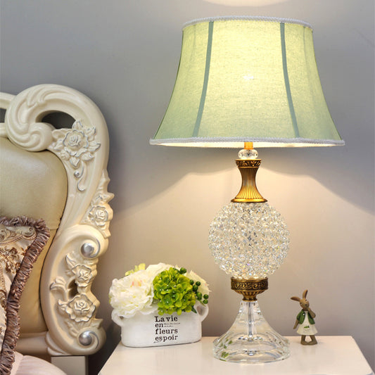 Light Green 1 Bulb Night Table Light Traditional Crystal Globe Shaped Nightstand Lamp Light Green Clearhalo 'Lamps' 'Table Lamps' Lighting' 338155