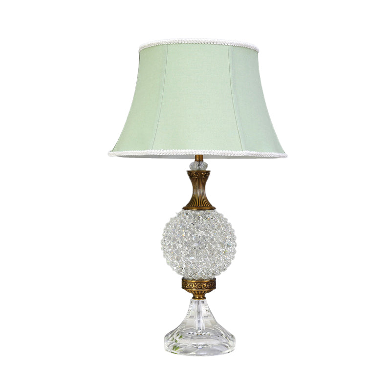 Light Green 1 Bulb Night Table Light Traditional Crystal Globe Shaped Nightstand Lamp Clearhalo 'Lamps' 'Table Lamps' Lighting' 338157