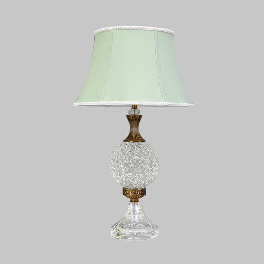 Light Green 1 Bulb Night Table Light Traditional Crystal Globe Shaped Nightstand Lamp Clearhalo 'Lamps' 'Table Lamps' Lighting' 338158