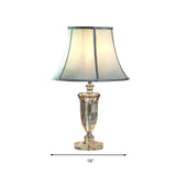 Fabric Beige Table Light Bell Single Light Simple Nightstand Lamp with Crystal Base Clearhalo 'Lamps' 'Table Lamps' Lighting' 338174