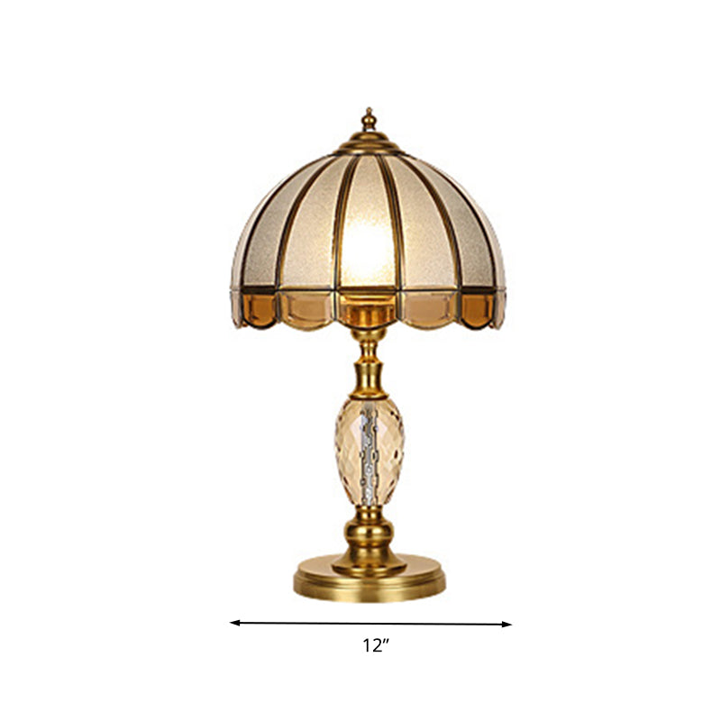 1 Light Nightstand Light Colonial Cone/Bell/Dome Crystal Night Table Lamp in Gold for Bedroom Clearhalo 'Lamps' 'Table Lamps' Lighting' 338250