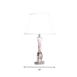 1 Light Empire Shade Table Light Traditionalism White Fabric Night Lamp with Crystal Base Clearhalo 'Lamps' 'Table Lamps' Lighting' 338410