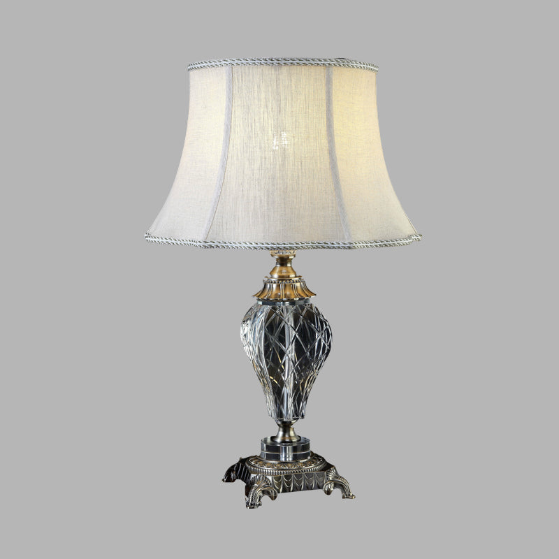 Cream Gray 1 Light Nightstand Lamp Rural Crystal Urn-Shaped Night Table Light for Bedroom Cream Gray Clearhalo 'Lamps' 'Table Lamps' Lighting' 338436