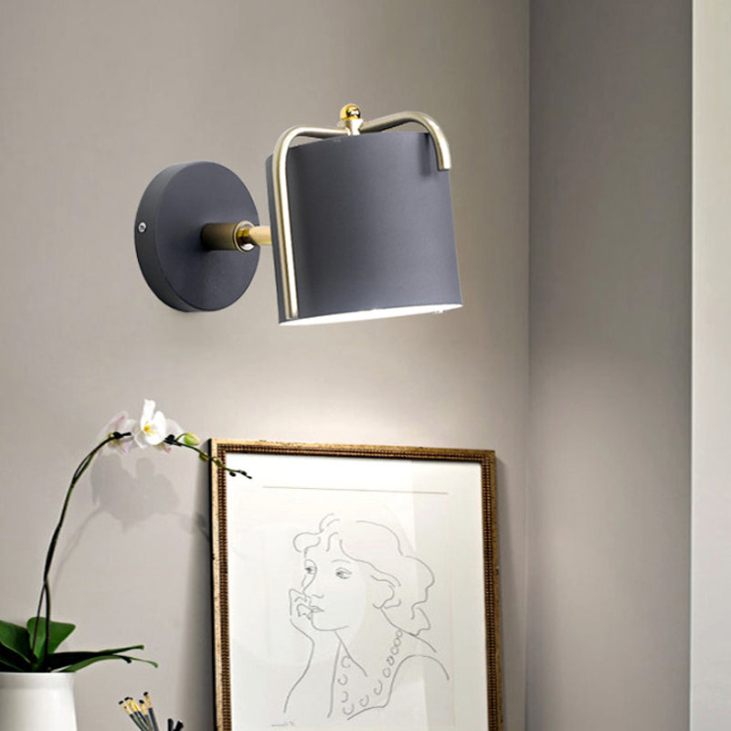 1 Head Bedroom Wall Lighting Contemporary Green/Grey Sconce Light Fixture with Tube Metal Shade Grey Clearhalo 'Cast Iron' 'Glass' 'Industrial' 'Modern wall lights' 'Modern' 'Tiffany' 'Traditional wall lights' 'Wall Lamps & Sconces' 'Wall Lights' Lighting' 338461