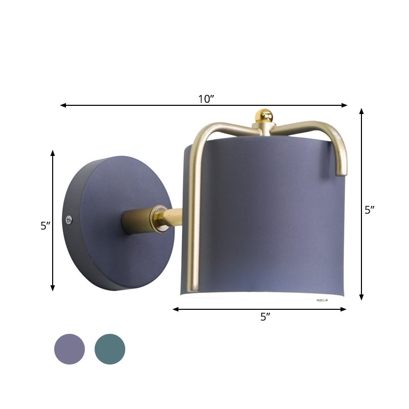 1 Head Bedroom Wall Lighting Contemporary Green/Grey Sconce Light Fixture with Tube Metal Shade Clearhalo 'Cast Iron' 'Glass' 'Industrial' 'Modern wall lights' 'Modern' 'Tiffany' 'Traditional wall lights' 'Wall Lamps & Sconces' 'Wall Lights' Lighting' 338465