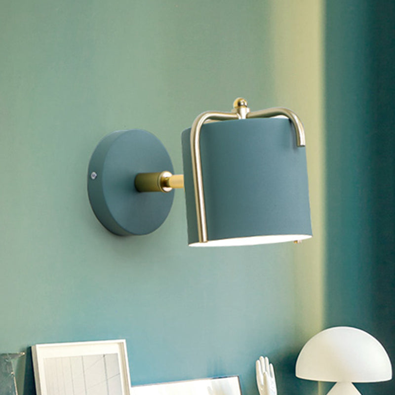 1 Head Bedroom Wall Lighting Contemporary Green/Grey Sconce Light Fixture with Tube Metal Shade Green Clearhalo 'Cast Iron' 'Glass' 'Industrial' 'Modern wall lights' 'Modern' 'Tiffany' 'Traditional wall lights' 'Wall Lamps & Sconces' 'Wall Lights' Lighting' 338466