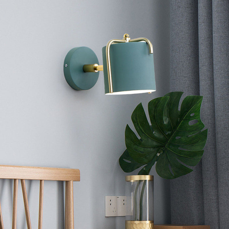 1 Head Bedroom Wall Lighting Contemporary Green/Grey Sconce Light Fixture with Tube Metal Shade Clearhalo 'Cast Iron' 'Glass' 'Industrial' 'Modern wall lights' 'Modern' 'Tiffany' 'Traditional wall lights' 'Wall Lamps & Sconces' 'Wall Lights' Lighting' 338467