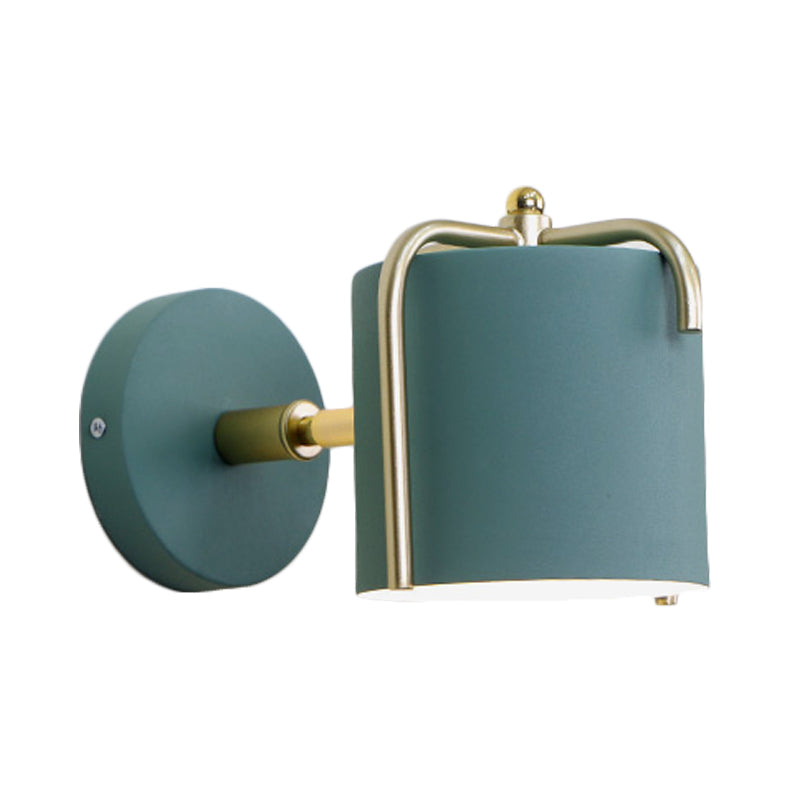 1 Head Bedroom Wall Lighting Contemporary Green/Grey Sconce Light Fixture with Tube Metal Shade Clearhalo 'Cast Iron' 'Glass' 'Industrial' 'Modern wall lights' 'Modern' 'Tiffany' 'Traditional wall lights' 'Wall Lamps & Sconces' 'Wall Lights' Lighting' 338469