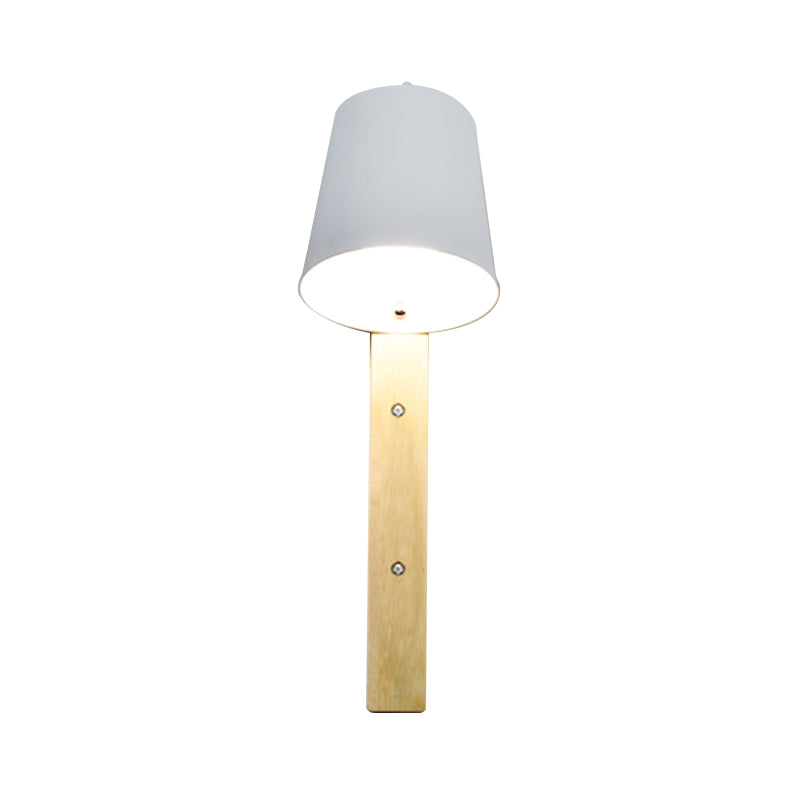 Metal Bell Wall Lamp Modern 1 Head Black/White Sconce Light Fixture with Rectangle Wood Backplate Clearhalo 'Wall Lamps & Sconces' 'Wall Lights' Lighting' 338518