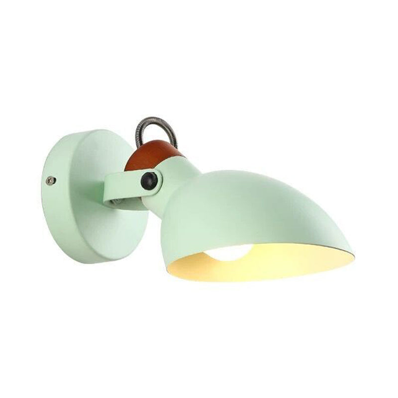 Green Flare Sconce Light Macaron 1 Head Metal Wall Mounted Lighting with Adjustble Arm Clearhalo 'Cast Iron' 'Glass' 'Industrial' 'Modern wall lights' 'Modern' 'Tiffany' 'Traditional wall lights' 'Wall Lamps & Sconces' 'Wall Lights' Lighting' 338537