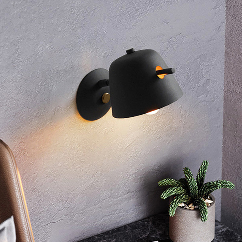 Contemporary 1 Head Sconce Black/White/Blue Wide Flare Wall Mount Light Fixture with Metal Shade Black Clearhalo 'Cast Iron' 'Glass' 'Industrial' 'Modern wall lights' 'Modern' 'Tiffany' 'Traditional wall lights' 'Wall Lamps & Sconces' 'Wall Lights' Lighting' 338566