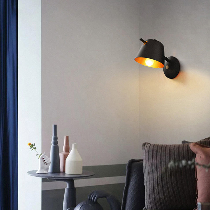 Contemporary 1 Head Sconce Black/White/Blue Wide Flare Wall Mount Light Fixture with Metal Shade Clearhalo 'Cast Iron' 'Glass' 'Industrial' 'Modern wall lights' 'Modern' 'Tiffany' 'Traditional wall lights' 'Wall Lamps & Sconces' 'Wall Lights' Lighting' 338568