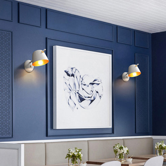 Contemporary 1 Head Sconce Black/White/Blue Wide Flare Wall Mount Light Fixture with Metal Shade Clearhalo 'Cast Iron' 'Glass' 'Industrial' 'Modern wall lights' 'Modern' 'Tiffany' 'Traditional wall lights' 'Wall Lamps & Sconces' 'Wall Lights' Lighting' 338573