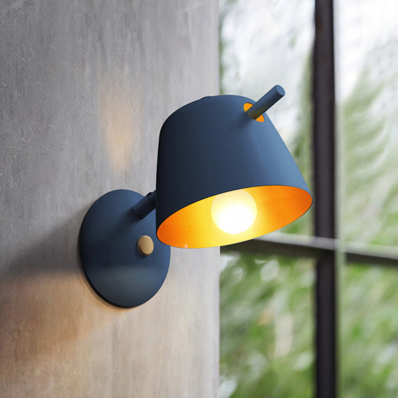 Contemporary 1 Head Sconce Black/White/Blue Wide Flare Wall Mount Light Fixture with Metal Shade Blue Clearhalo 'Cast Iron' 'Glass' 'Industrial' 'Modern wall lights' 'Modern' 'Tiffany' 'Traditional wall lights' 'Wall Lamps & Sconces' 'Wall Lights' Lighting' 338575