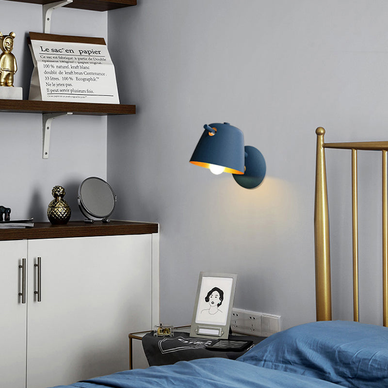 Contemporary 1 Head Sconce Black/White/Blue Wide Flare Wall Mount Light Fixture with Metal Shade Clearhalo 'Cast Iron' 'Glass' 'Industrial' 'Modern wall lights' 'Modern' 'Tiffany' 'Traditional wall lights' 'Wall Lamps & Sconces' 'Wall Lights' Lighting' 338577