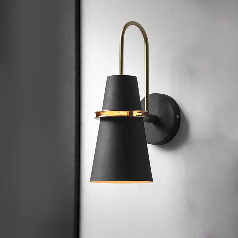 Modernism Tapered Sconce Light Metal 1 Head Wall Mounted Lamp in Black/White/Blue for Dining Room Clearhalo 'Cast Iron' 'Glass' 'Industrial' 'Modern wall lights' 'Modern' 'Tiffany' 'Traditional wall lights' 'Wall Lamps & Sconces' 'Wall Lights' Lighting' 338580