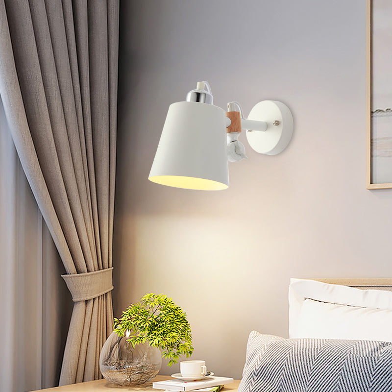 Metal Cone Wall Lighting Contemporary 1 Head Sconce Light Fixture in White with Adjustable Arm Clearhalo 'Wall Lamps & Sconces' 'Wall Lights' Lighting' 338597