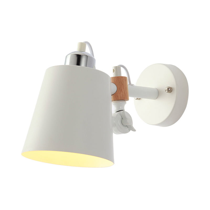 Metal Cone Wall Lighting Contemporary 1 Head Sconce Light Fixture in White with Adjustable Arm Clearhalo 'Wall Lamps & Sconces' 'Wall Lights' Lighting' 338598