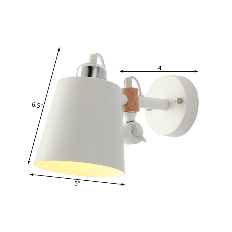 Metal Cone Wall Lighting Contemporary 1 Head Sconce Light Fixture in White with Adjustable Arm Clearhalo 'Wall Lamps & Sconces' 'Wall Lights' Lighting' 338599