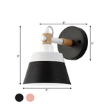 Macaron 1 Head Wall Lighting Black/Pink Wide Flare Sconce Light Fixture with Metal Shade Clearhalo 'Wall Lamps & Sconces' 'Wall Lights' Lighting' 338625