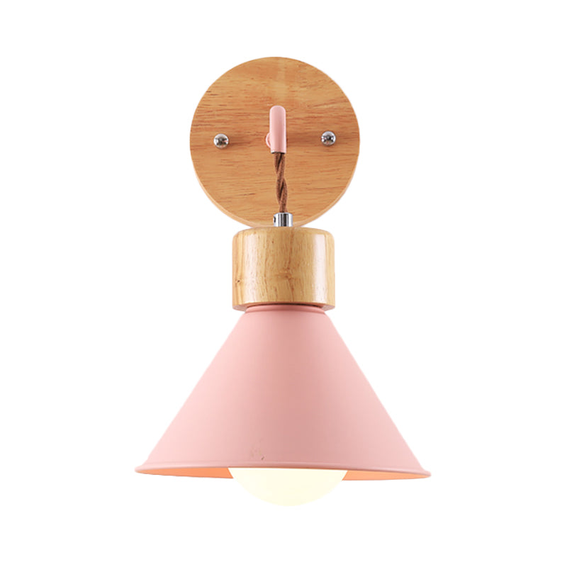 Trumpet Metal Sconce Modernism 1 Head Grey/White/Pink Wall Mounted Light Fixture for Bedside Clearhalo 'Wall Lamps & Sconces' 'Wall Lights' Lighting' 338641