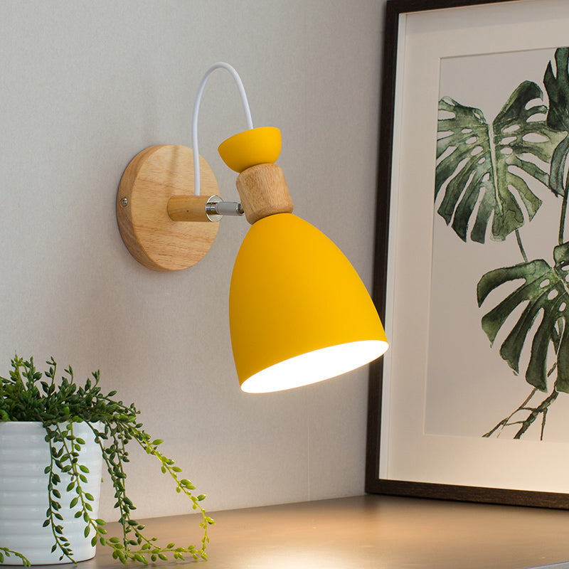 Yellow Trumpet Sconce Light Modernist 1 Head Metal Wall Mount Lighting with Rotating Node Yellow Clearhalo 'Wall Lamps & Sconces' 'Wall Lights' Lighting' 338684