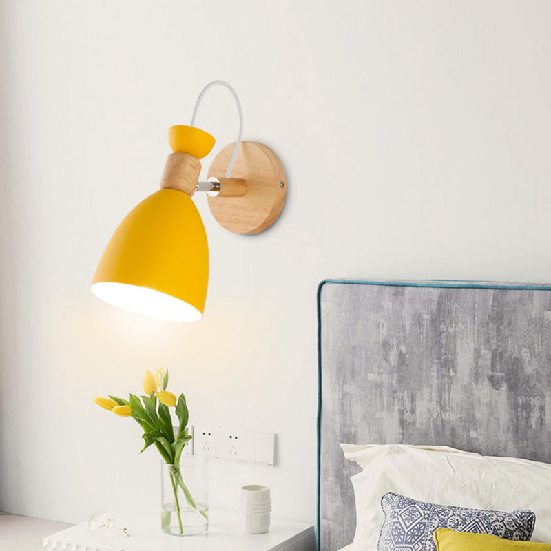 Yellow Trumpet Sconce Light Modernist 1 Head Metal Wall Mount Lighting with Rotating Node Clearhalo 'Wall Lamps & Sconces' 'Wall Lights' Lighting' 338686