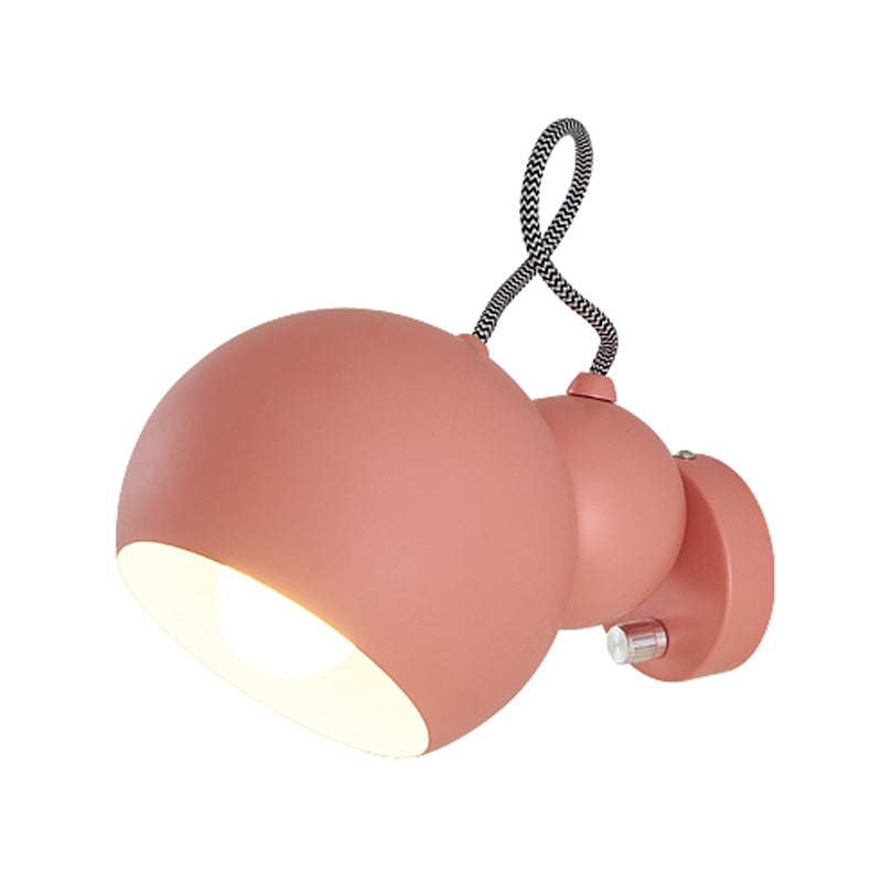 Modernism Spherical Wall Lighting Metal 1 Bulb Sconce Light Fixture in Pink for Living Room Clearhalo 'Cast Iron' 'Glass' 'Industrial' 'Modern wall lights' 'Modern' 'Tiffany' 'Traditional wall lights' 'Wall Lamps & Sconces' 'Wall Lights' Lighting' 338700