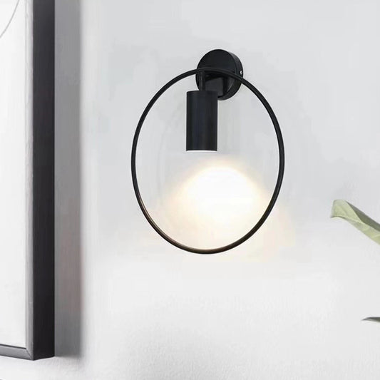 Metal Circular Sconce Light Minimalist 1 Head Black Wall Mounted Lamp for Living Room Clearhalo 'Cast Iron' 'Glass' 'Industrial' 'Modern wall lights' 'Modern' 'Tiffany' 'Traditional wall lights' 'Wall Lamps & Sconces' 'Wall Lights' Lighting' 338736
