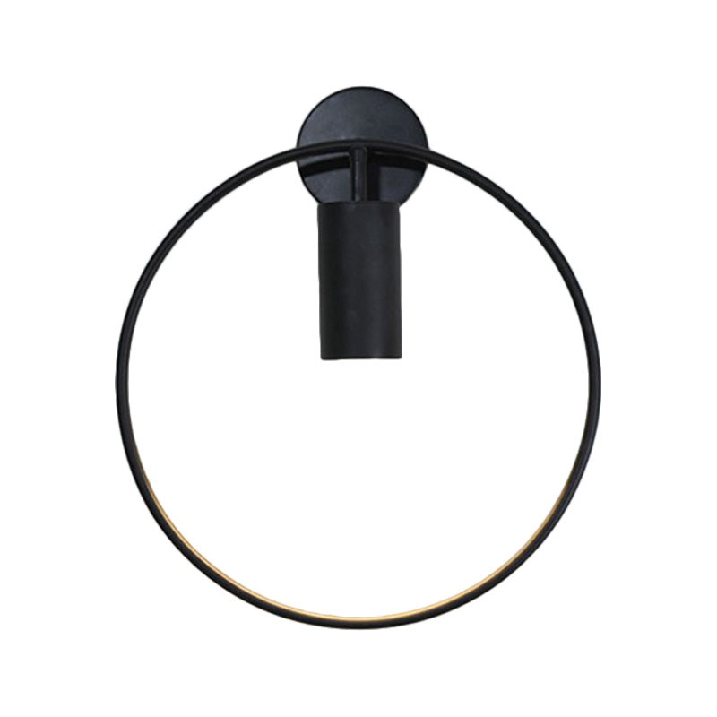 Metal Circular Sconce Light Minimalist 1 Head Black Wall Mounted Lamp for Living Room Clearhalo 'Cast Iron' 'Glass' 'Industrial' 'Modern wall lights' 'Modern' 'Tiffany' 'Traditional wall lights' 'Wall Lamps & Sconces' 'Wall Lights' Lighting' 338738