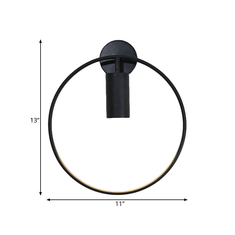 Metal Circular Sconce Light Minimalist 1 Head Black Wall Mounted Lamp for Living Room Clearhalo 'Cast Iron' 'Glass' 'Industrial' 'Modern wall lights' 'Modern' 'Tiffany' 'Traditional wall lights' 'Wall Lamps & Sconces' 'Wall Lights' Lighting' 338739