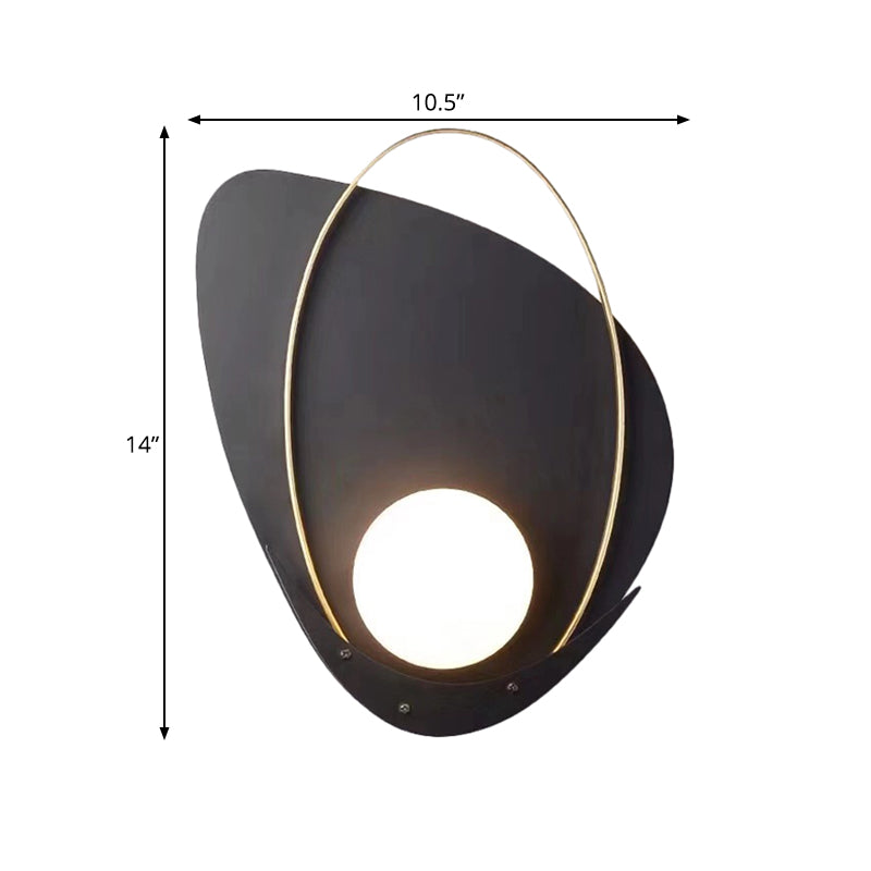 Black Triangular Wall Lamp Minimalism 1 Head Metal Sconce Light Fixture with White Glass Shade Clearhalo 'Cast Iron' 'Glass' 'Industrial' 'Modern wall lights' 'Modern' 'Tiffany' 'Traditional wall lights' 'Wall Lamps & Sconces' 'Wall Lights' Lighting' 338744