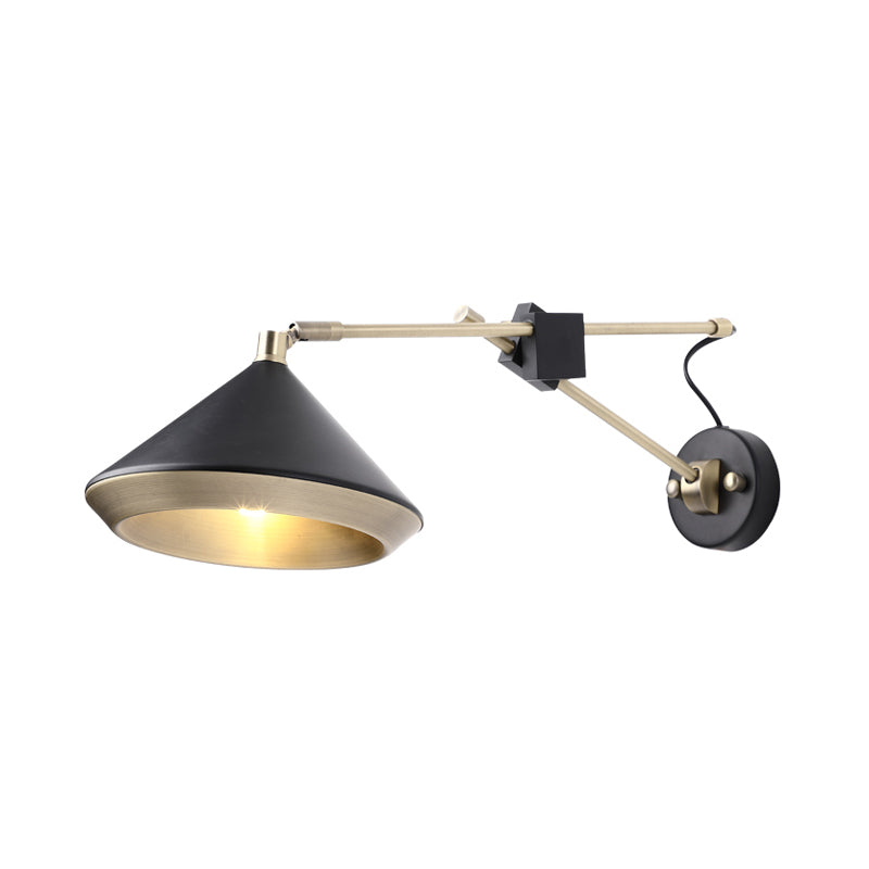 Wide Flare Sconce Contemporary Metal 1 Bulb White/Black Wall Mounted Light Fixture with Adjustable Arm Clearhalo 'Cast Iron' 'Glass' 'Industrial' 'Modern wall lights' 'Modern' 'Tiffany' 'Traditional wall lights' 'Wall Lamps & Sconces' 'Wall Lights' Lighting' 338763